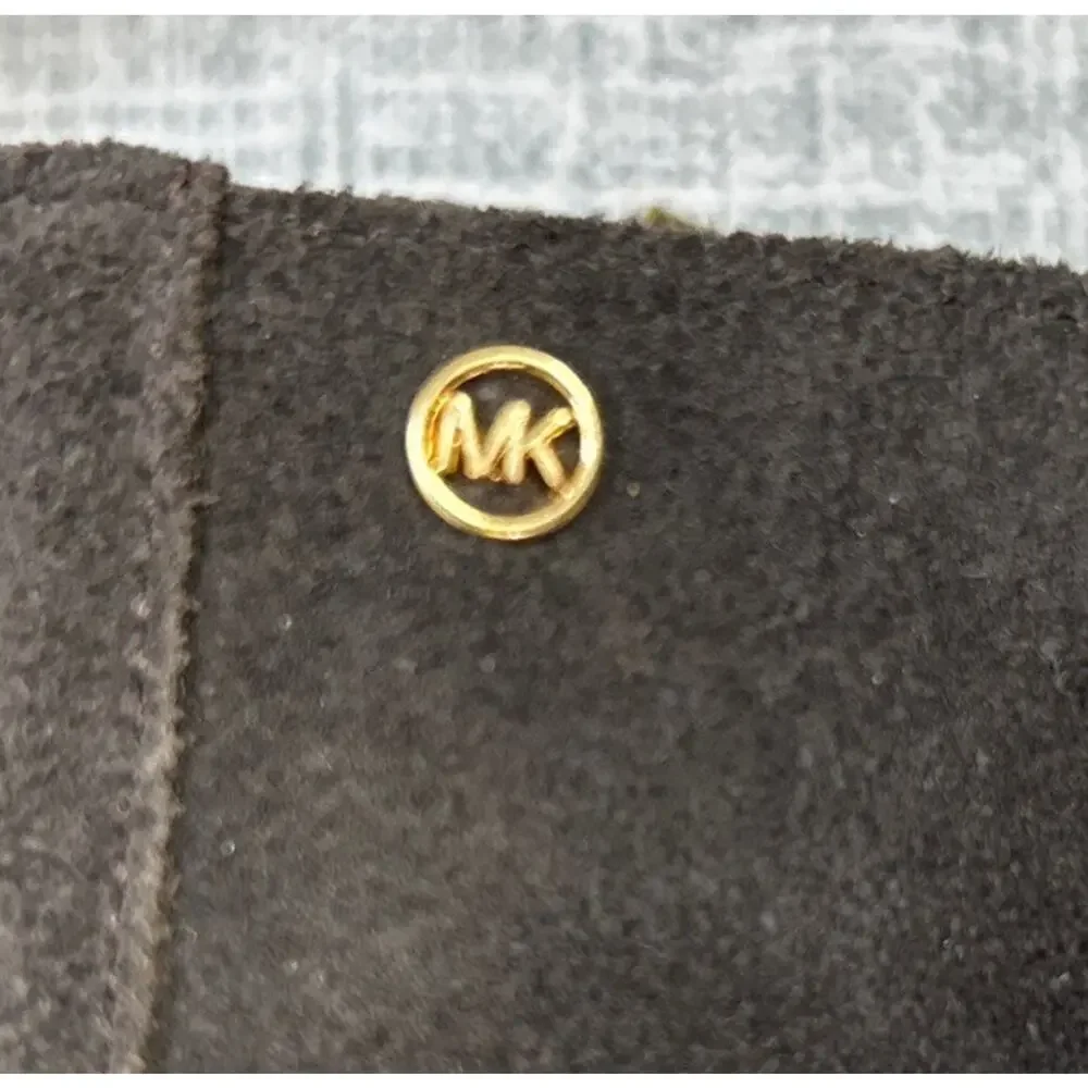 Michael Kors Brown Suede Leather Block Heel Side Zip Ankle Bootie Women's 10